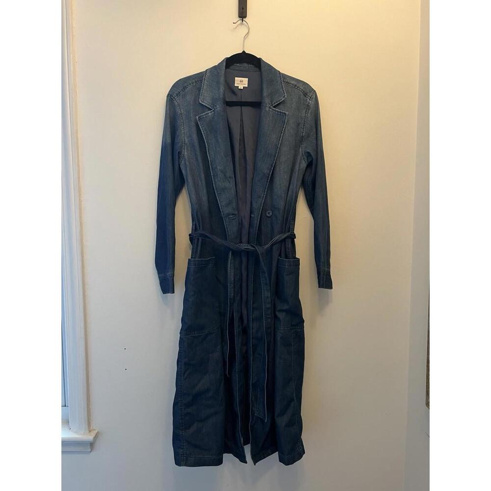 AG Adriano Goldschmied The Emerald Coat Size L Denim Trench Jacket Z153-3